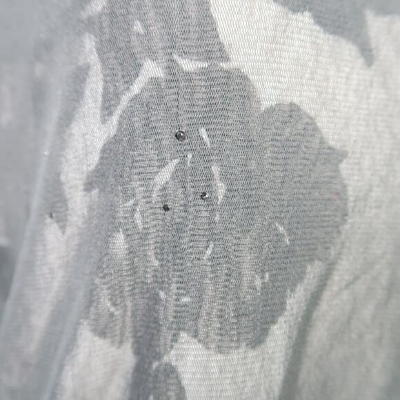 Vintage 90s/Y2K The Limited Black and White Floral Mesh Long Sleeve Tee XL - Picture 6 of 6